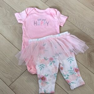 Carter's Pink and White Floral Baby Set